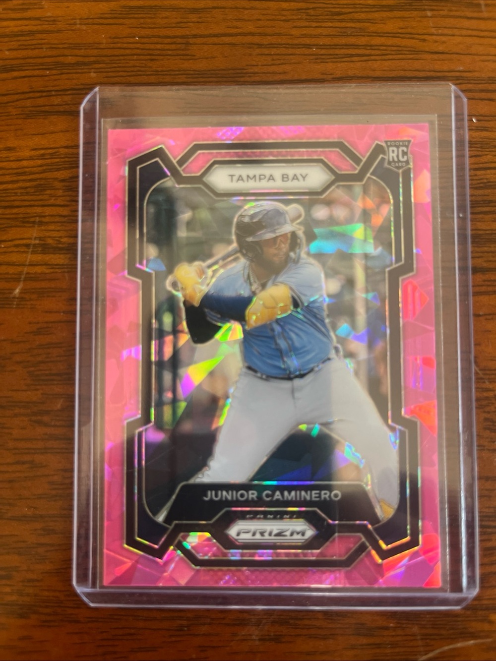Panini Prizm Junior Caminero Tampa Bay Pink Prism Card 291